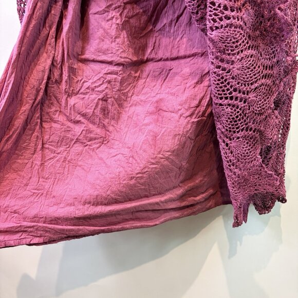 Womens Skirt Crochet 100% Cotton Burgandy Boho Fairycore Festival Lined OS - Picture 3 of 9